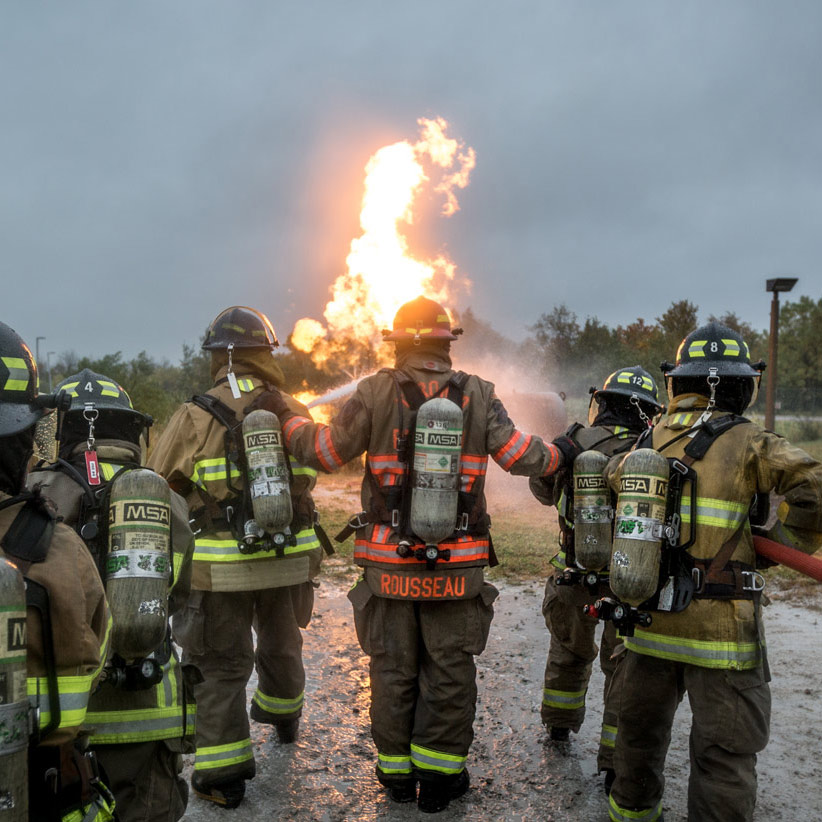 Firefighters in action