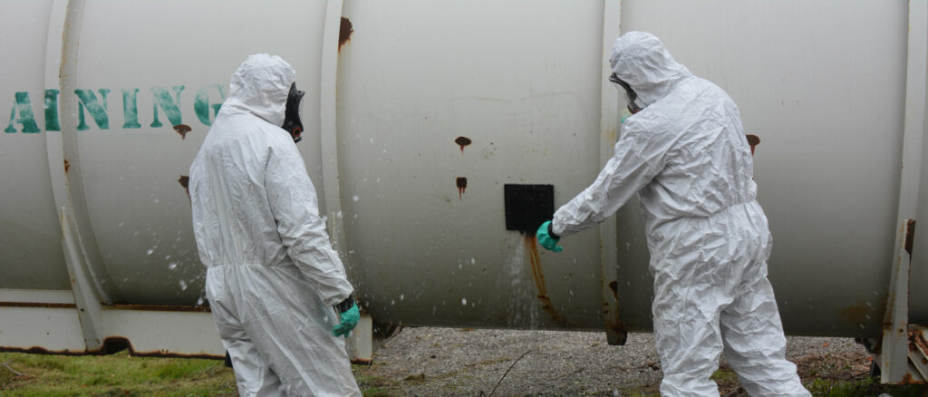 officers investigation hazardous material on training